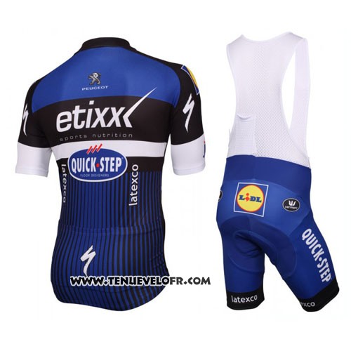 2016 Maillot Ciclismo Etixx Quick Step Blanc et Bleu Manches Courtes et Cuissard